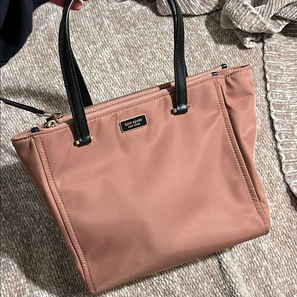 Kate Spade Blush Pink handbag with Black Handles